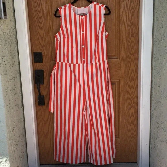 New* Easy Jumpsuit Ivory‎ and red striped - Picture 4 of 8